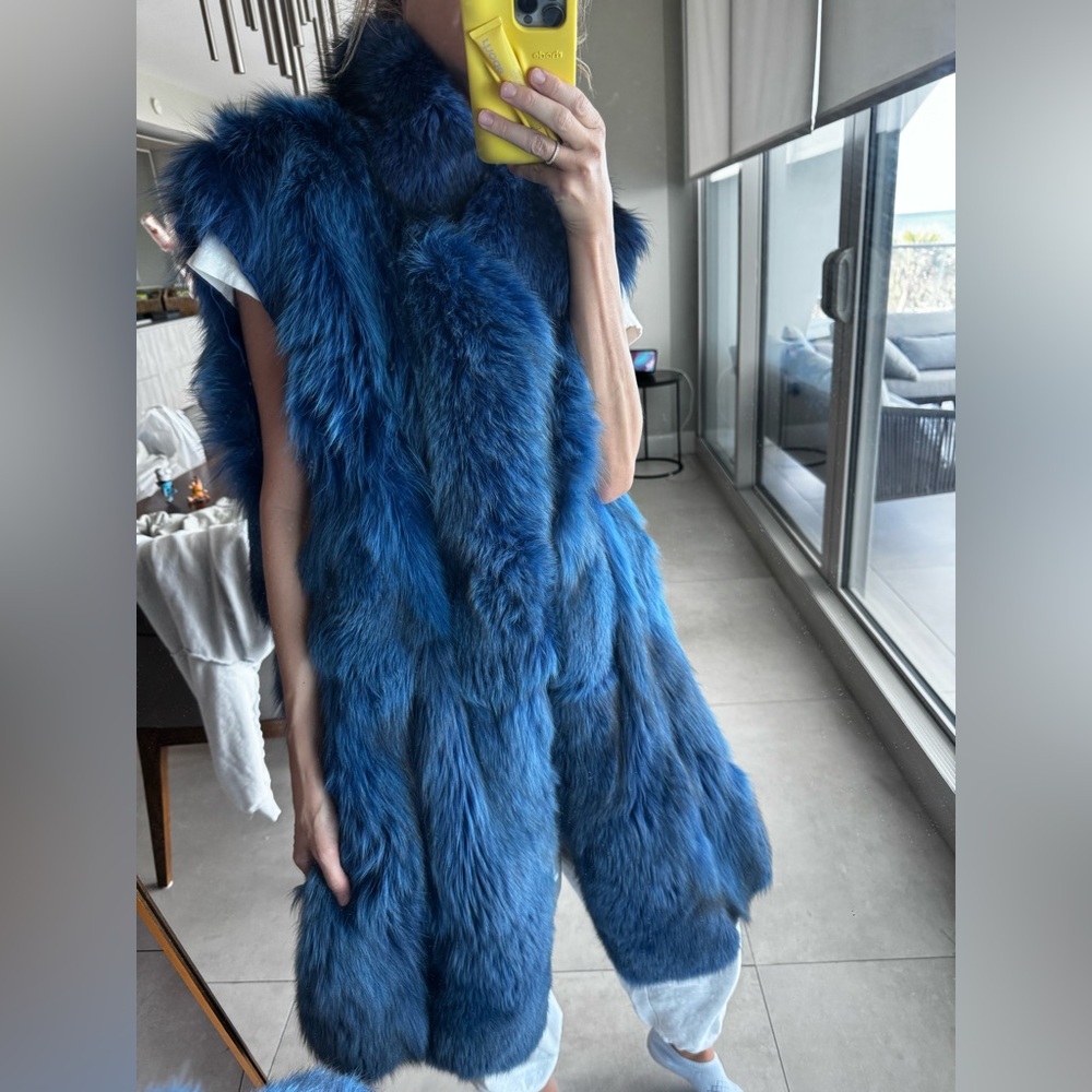 Luxurious Blue Faux Fur Vest